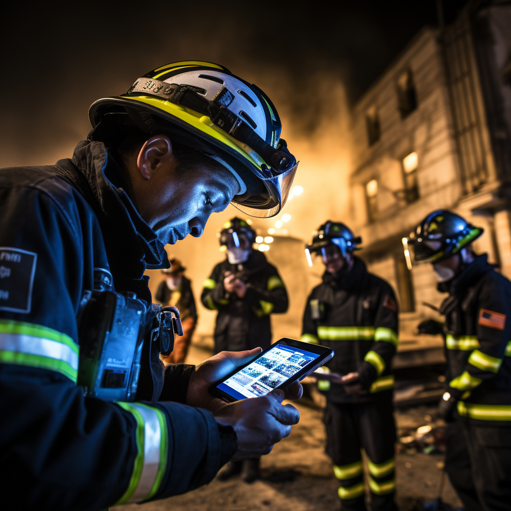 Show emergency responders utilizing text analysis tools to gain insights and coordinate responses