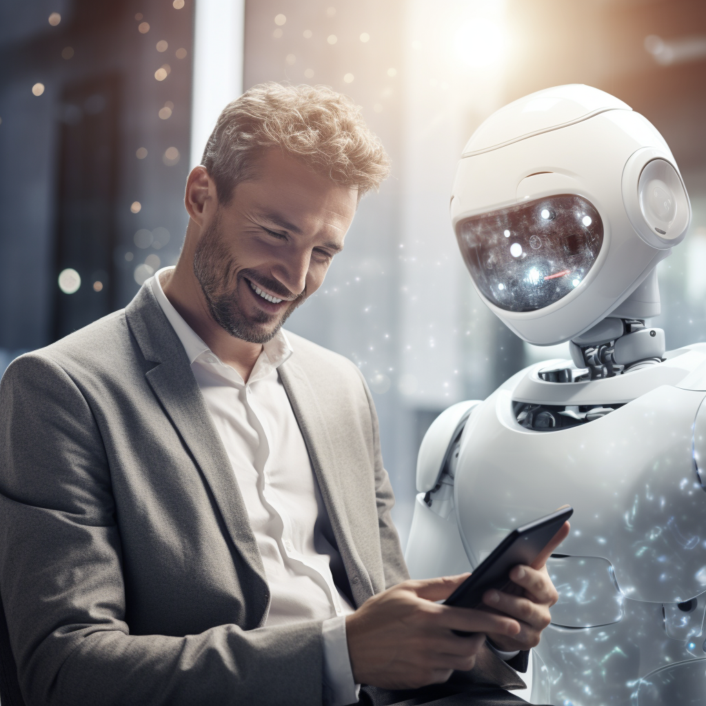 a photo that Depict a customer interacting with a chatbot on a company's website