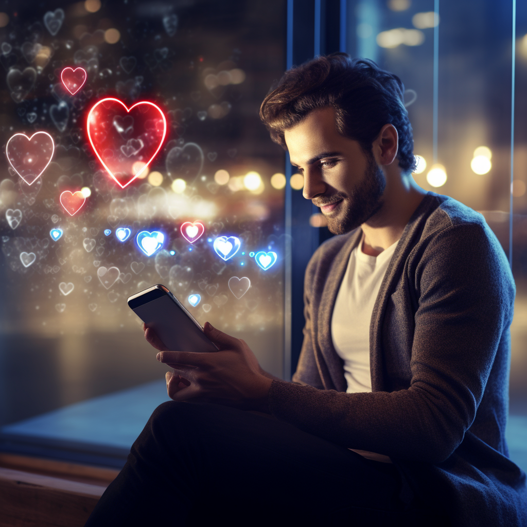 a photo of A user interacting with a dating app chatbot offering relationship advice